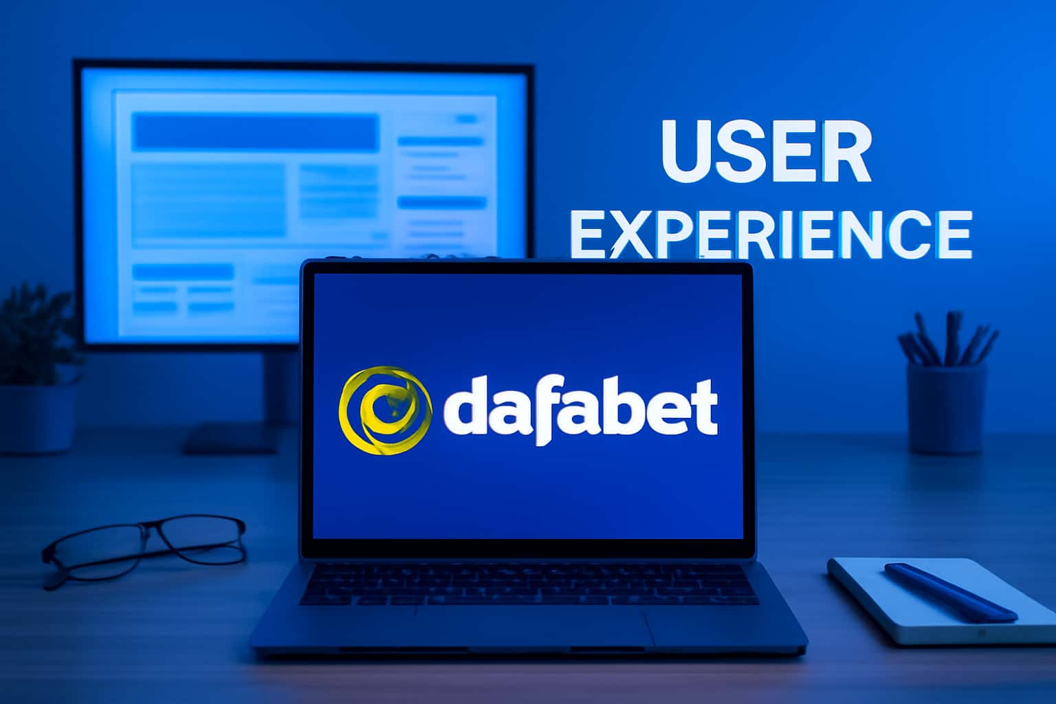 Informational scene depicting the DafaBet User Experience with futuristic elements.